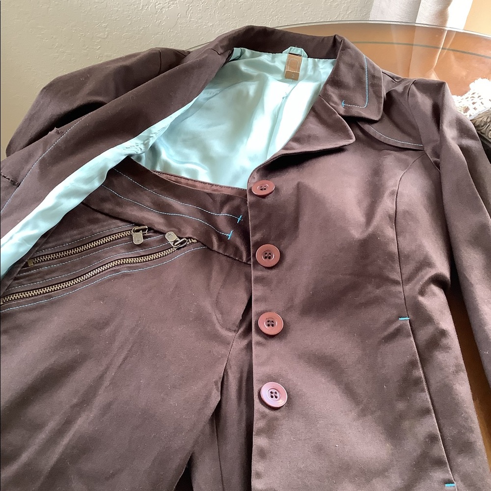 Brown and light blue super modern Stitched Suit with pants